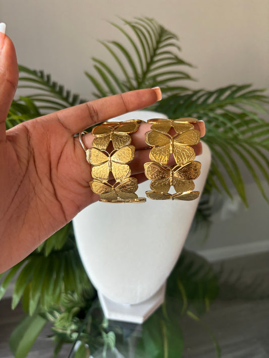 Butterfly gold cuff bracelet